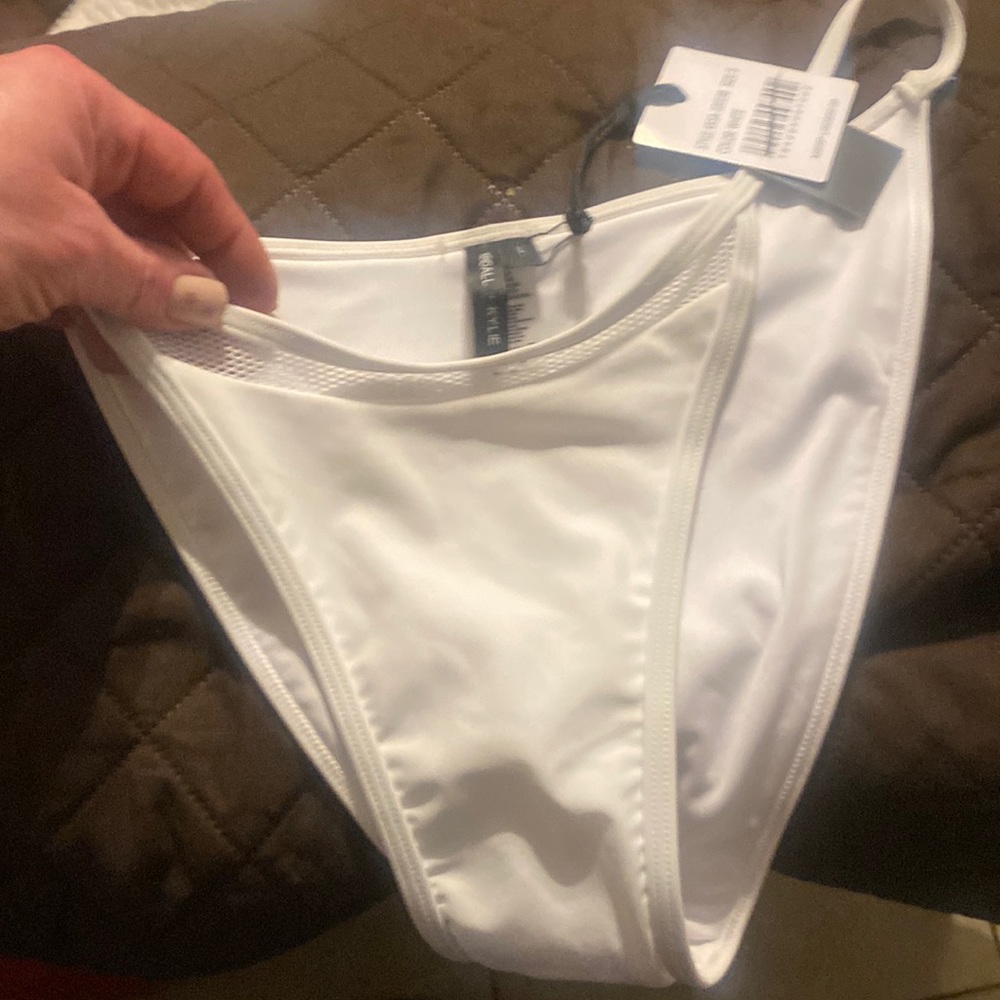 Kendall & Kylie Triangle Mesh Bikini Bottom White